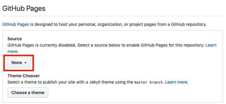 GitHub Page branch setting